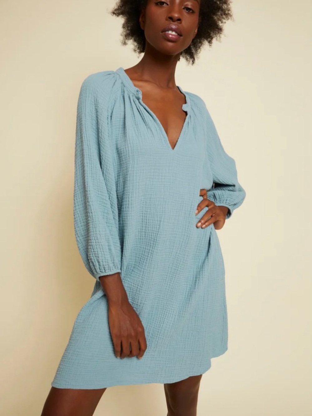 Nation LTD Nala Peasant Dress Dusty Blue